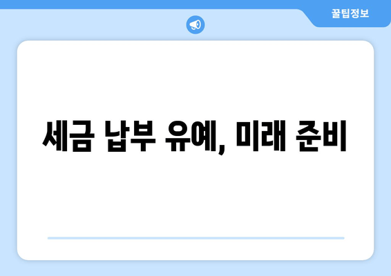 세금 납부 유예, 미래 준비