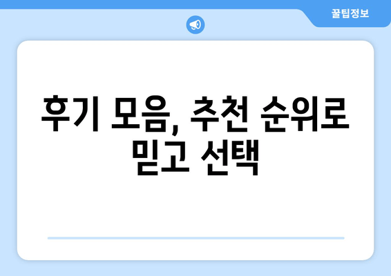 후기 모음, 추천 순위로 믿고 선택