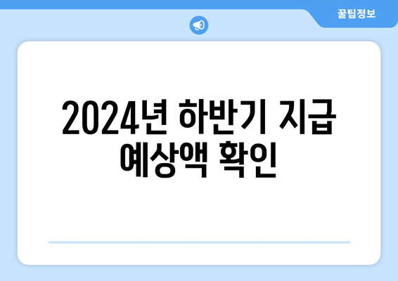 2024년 하반기 지급 예상액 확인