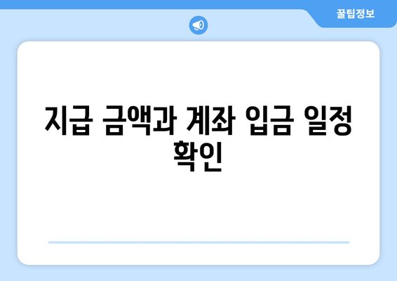 지급 금액과 계좌 입금 일정 확인