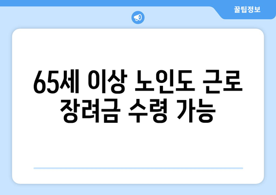 65세 이상 노인도 근로 장려금 수령 가능