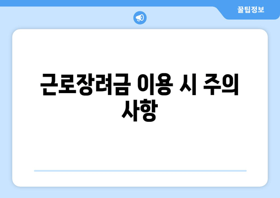 근로장려금 이용 시 주의 사항