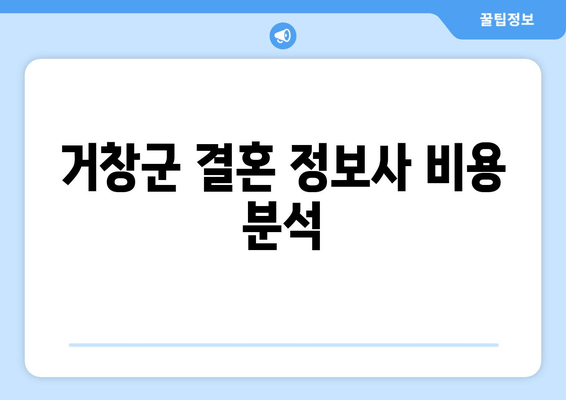 거창군 결혼 정보사 비용 분석