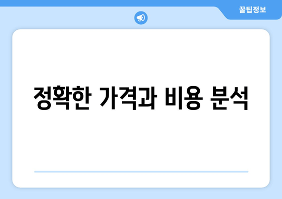 정확한 가격과 비용 분석