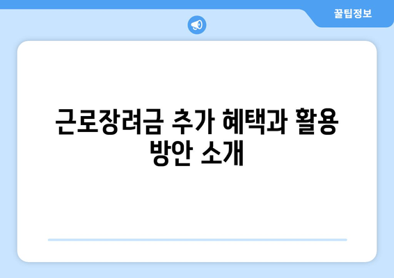 근로장려금 추가 혜택과 활용 방안 소개