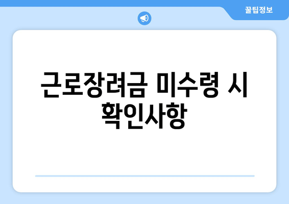 근로장려금 미수령 시 확인사항