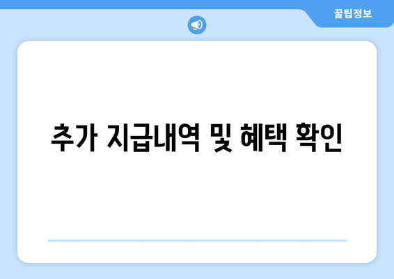 추가 지급내역 및 혜택 확인