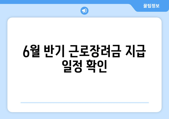 6월 반기 근로장려금 지급 일정 확인