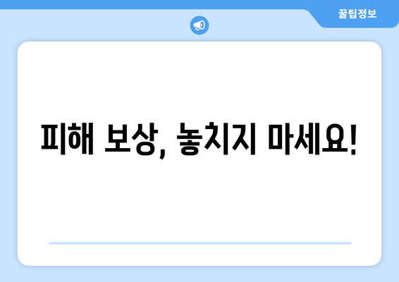 피해 보상, 놓치지 마세요!