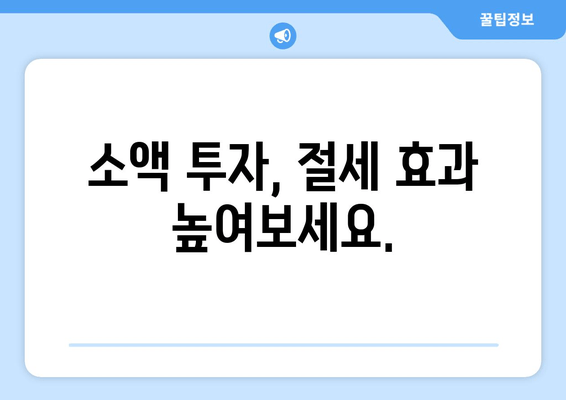 소액 투자, 절세 효과 높여보세요.