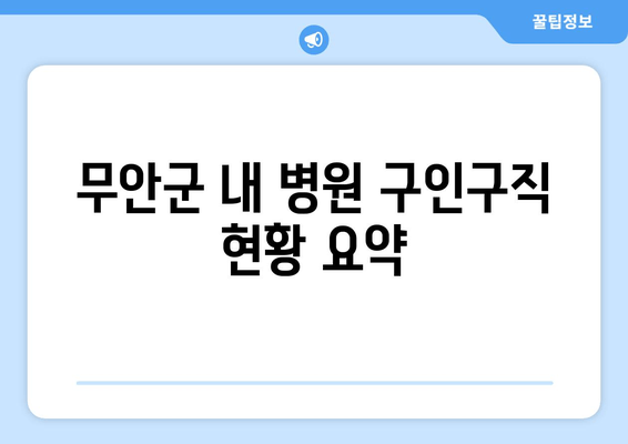 무안군 내 병원 구인구직 현황 요약