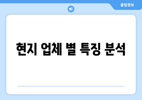 현지 업체 별 특징 분석