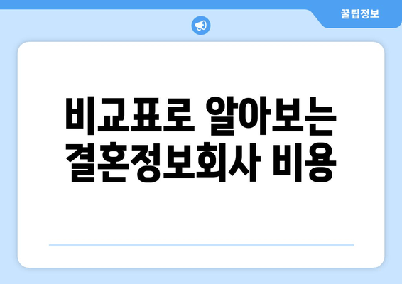 비교표로 알아보는 결혼정보회사 비용