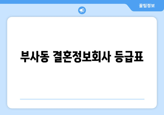 부사동 결혼정보회사 등급표