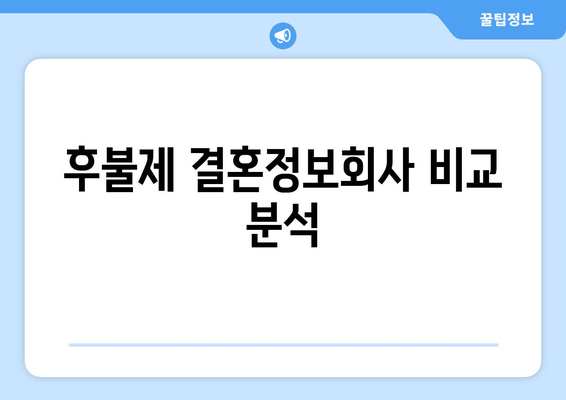 후불제 결혼정보회사 비교 분석