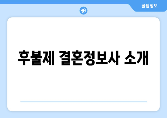 후불제 결혼정보사 소개