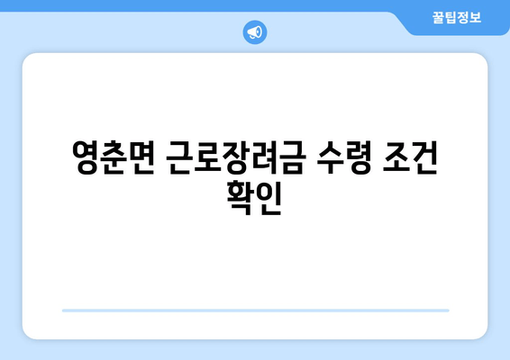 영춘면 근로장려금 수령 조건 확인