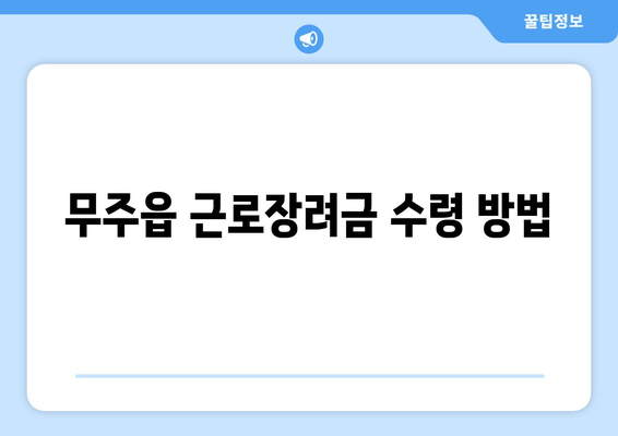 무주읍 근로장려금 수령 방법