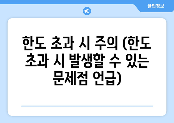 한도 초과 시 주의 (한도 초과 시 발생할 수 있는 문제점 언급)