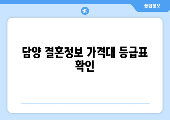 담양 결혼정보 가격대 등급표 확인