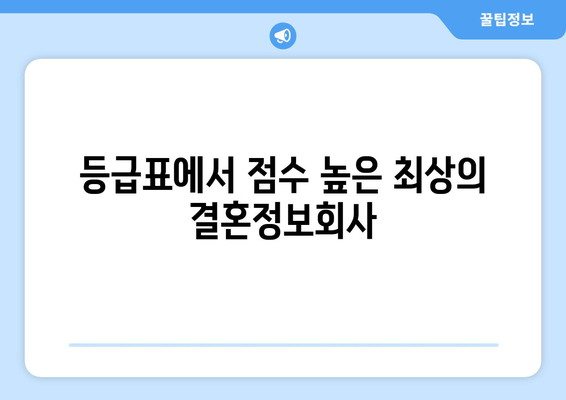 등급표에서 점수 높은 최상의 결혼정보회사