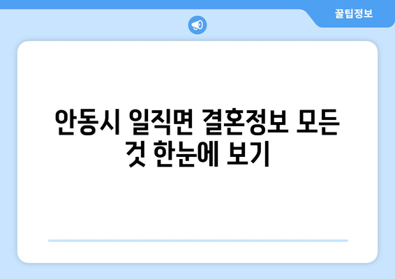 안동시 일직면 결혼정보 모든 것 한눈에 보기