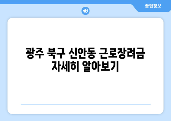 광주 북구 신안동 근로장려금 자세히 알아보기