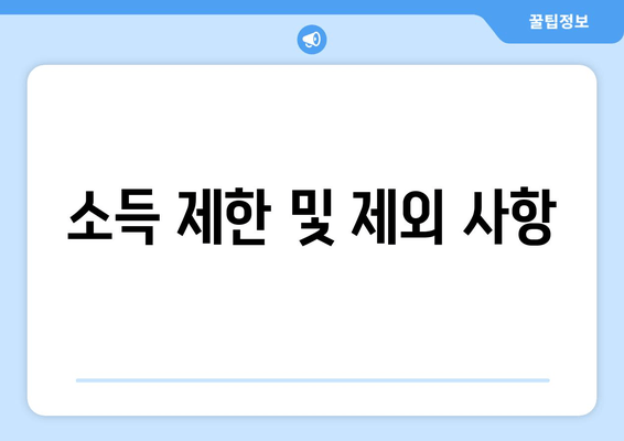 소득 제한 및 제외 사항