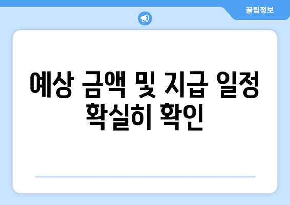 예상 금액 및 지급 일정 확실히 확인