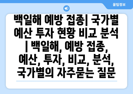 백일해 예방 접종| 국가별 예산 투자 현황 비교 분석 | 백일해, 예방 접종, 예산, 투자, 비교, 분석, 국가별