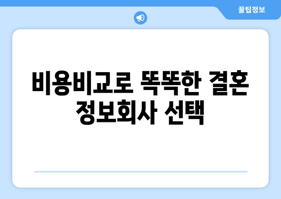 비용비교로 똑똑한 결혼 정보회사 선택