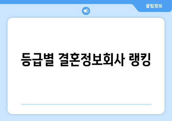 등급별 결혼정보회사 랭킹