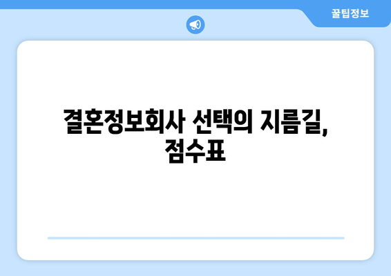 결혼정보회사 선택의 지름길, 점수표