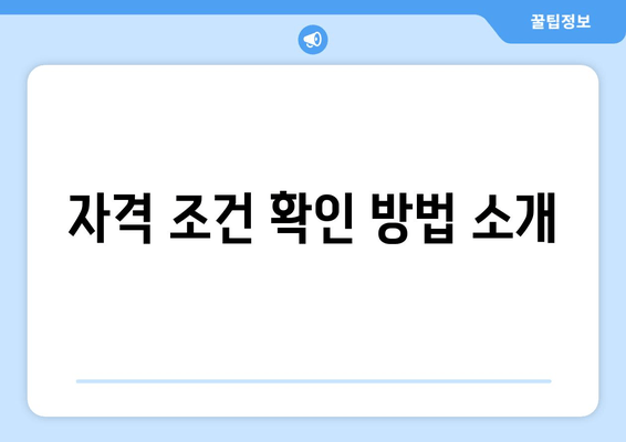 자격 조건 확인 방법 소개