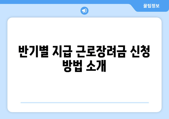 반기별 지급 근로장려금 신청 방법 소개