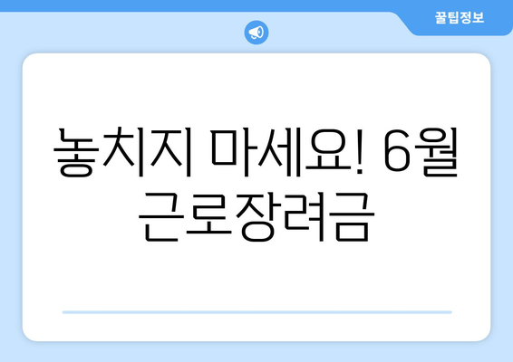 놓치지 마세요! 6월 근로장려금