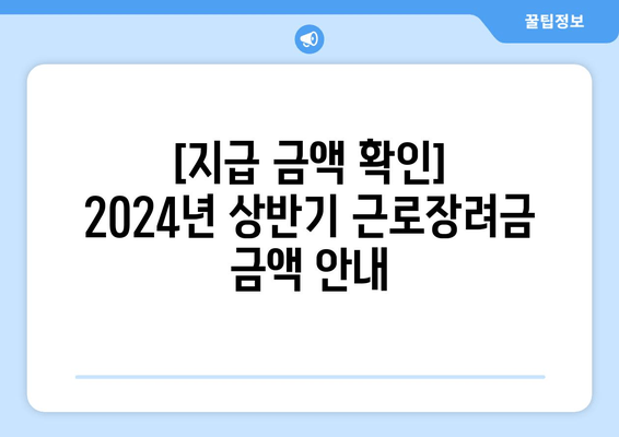 [지급 금액 확인] 2024년 상반기 근로장려금 금액 안내