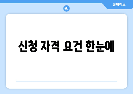 신청 자격 요건 한눈에