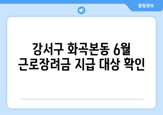 강서구 화곡본동 6월 근로장려금 지급 대상 확인