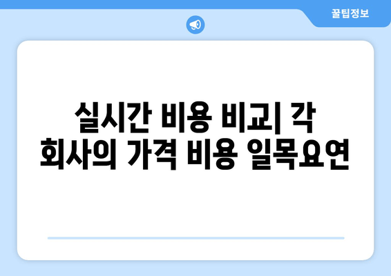 실시간 비용 비교| 각 회사의 가격 비용 일목요연