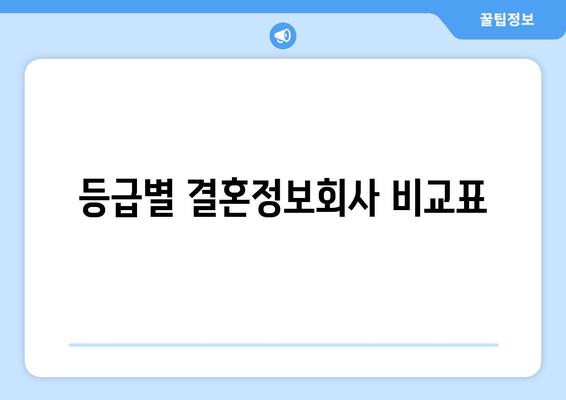 등급별 결혼정보회사 비교표