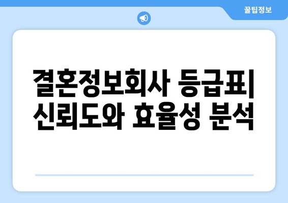 결혼정보회사 등급표| 신뢰도와 효율성 분석