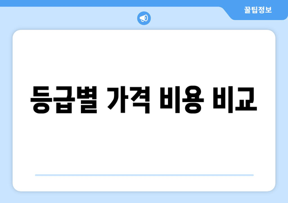 등급별 가격 비용 비교