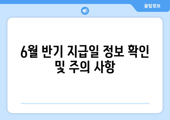 6월 반기 지급일 정보 확인 및 주의 사항