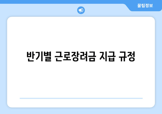 반기별 근로장려금 지급 규정