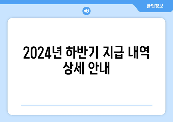 2024년 하반기 지급 내역 상세 안내