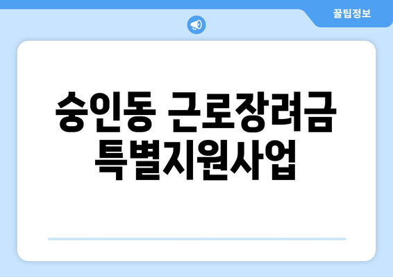 숭인동 근로장려금 특별지원사업