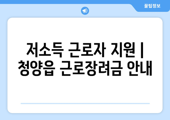 저소득 근로자 지원 | 청양읍 근로장려금 안내