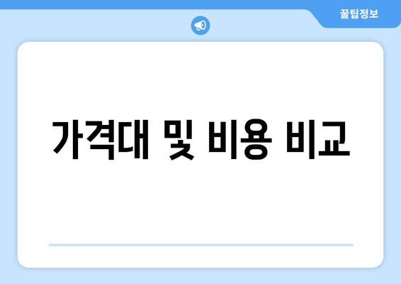 가격대 및 비용 비교