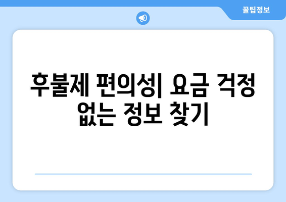 후불제 편의성| 요금 걱정 없는 정보 찾기